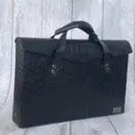 Ally Black Giant Pebble Embossed Leather