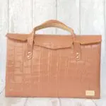 Ally Salmon Pink Crocco Embossed Leather