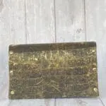 Jare Gold And Black Crocco Print Leather