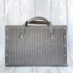 Ally Light Grey Giant Woven Embossed Leather
