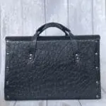 Ally Black Giant Pebble Embossed Leather