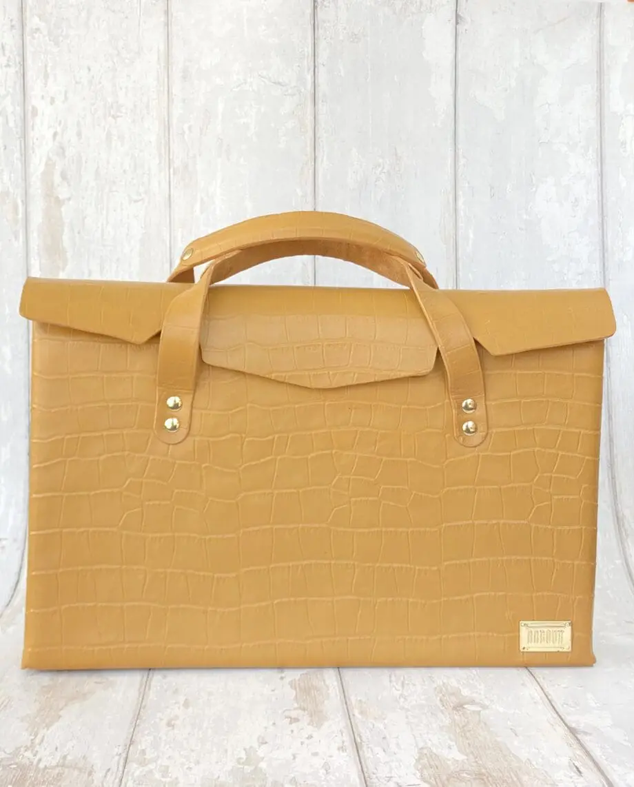 Ally Brown Crocco Embossed Leather