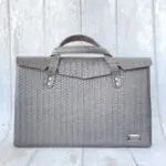 Ally Light Grey Giant Woven Embossed Leather
