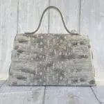 Lina Off-white & Grey Natural Lizard Print Leather
