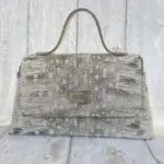 Lina Off-white & Grey Natural Lizard Print Leather