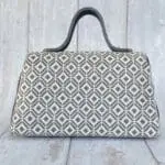 Lina Black & White Diamond Print Leather