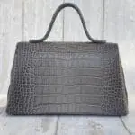 Lina Grey Two-Tone Crocodile Print Leather
