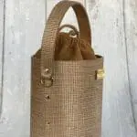 Aara Giant Silver & Tan Saffiano Print Leather