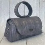 Hana Blue & Silver Two Toned Striped Leather