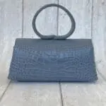 Hana Blue Crocodile Print Leather