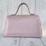 Lina Metallic Pink Woven Embossed Leather