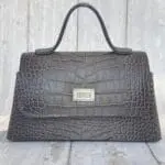 Lina Grey Two-Tone Crocodile Print Leather