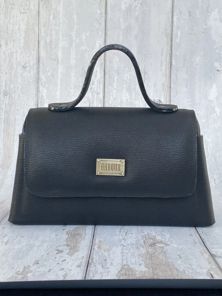 Lina Black Pebble Grain Leather