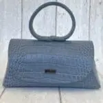 Hana Blue Crocodile Print Leather