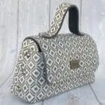 Lina Black & White Diamond Print Leather