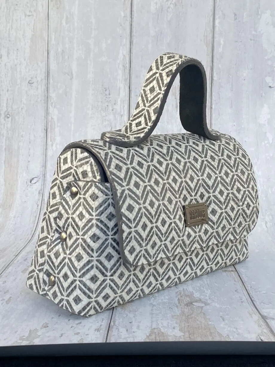 Lina Black & White Diamond Print Leather