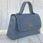 Lina Blue Crocodile Print Leather