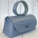 Hana Blue Crocodile Print Leather