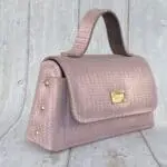 Lina Metallic Pink Woven Embossed Leather