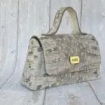 Lina Off-white & Grey Natural Lizard Print Leather