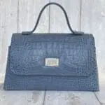 Lina Blue Crocodile Print Leather