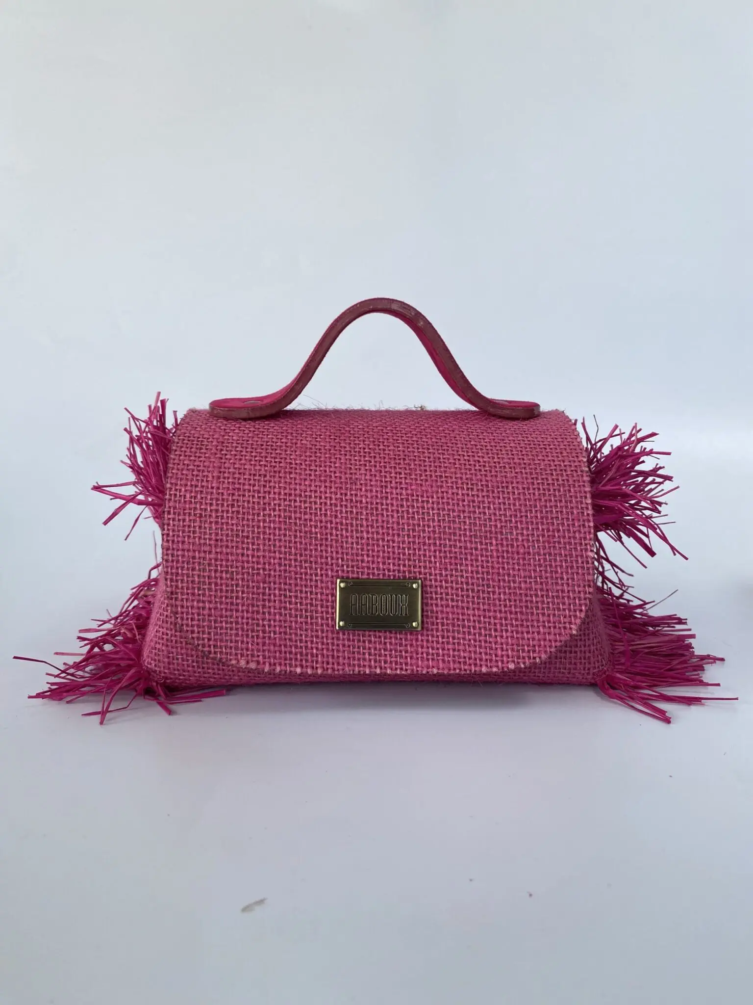 Mira Jute Light Pink w/Raffia - Side