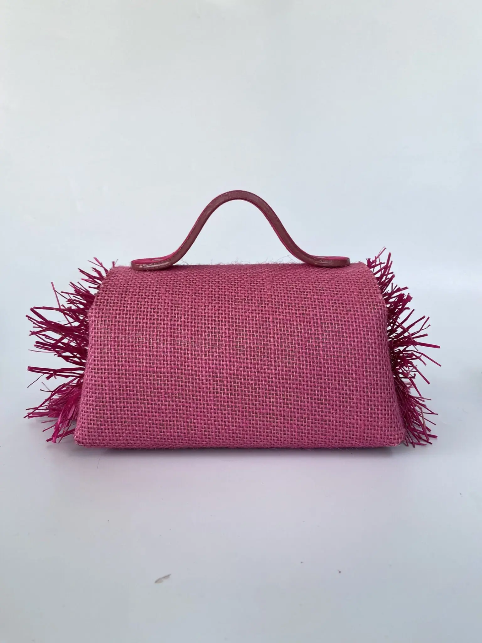 Mira Jute Light Pink w/Raffia - Side