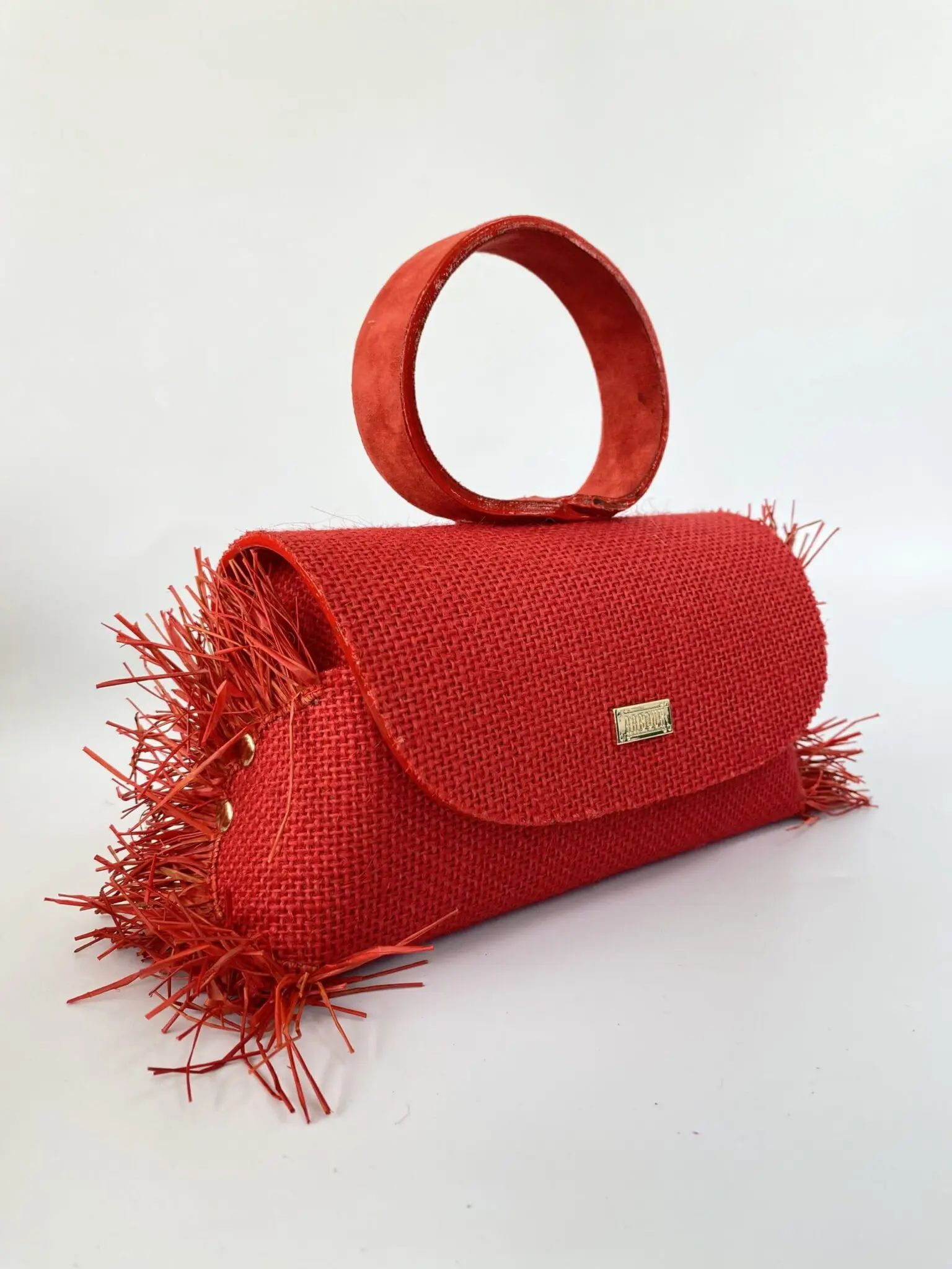 Hana Jute Red w/ Raffia - Side