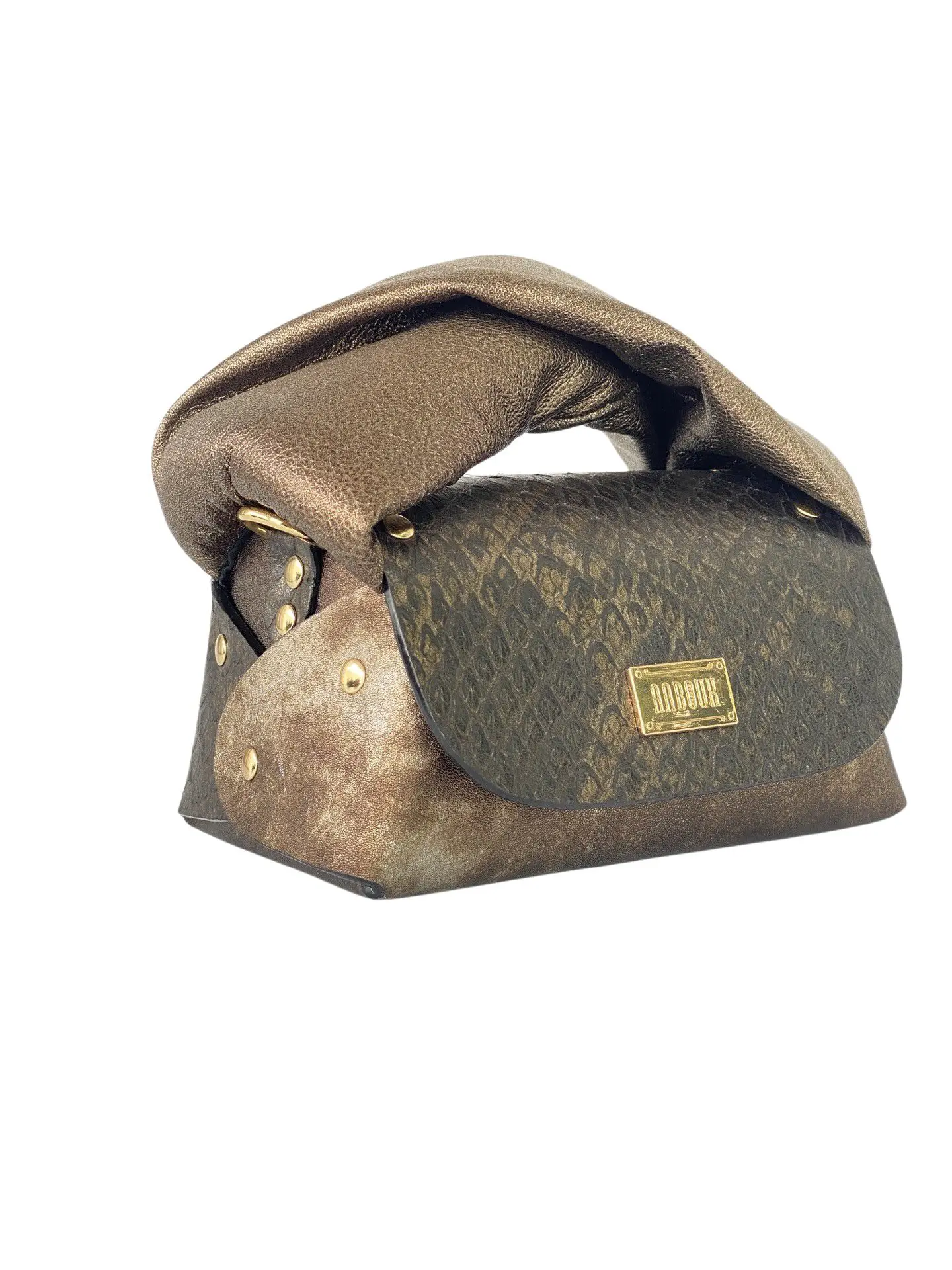 Nury Black & Bronze Python Print & Distressed Nappa