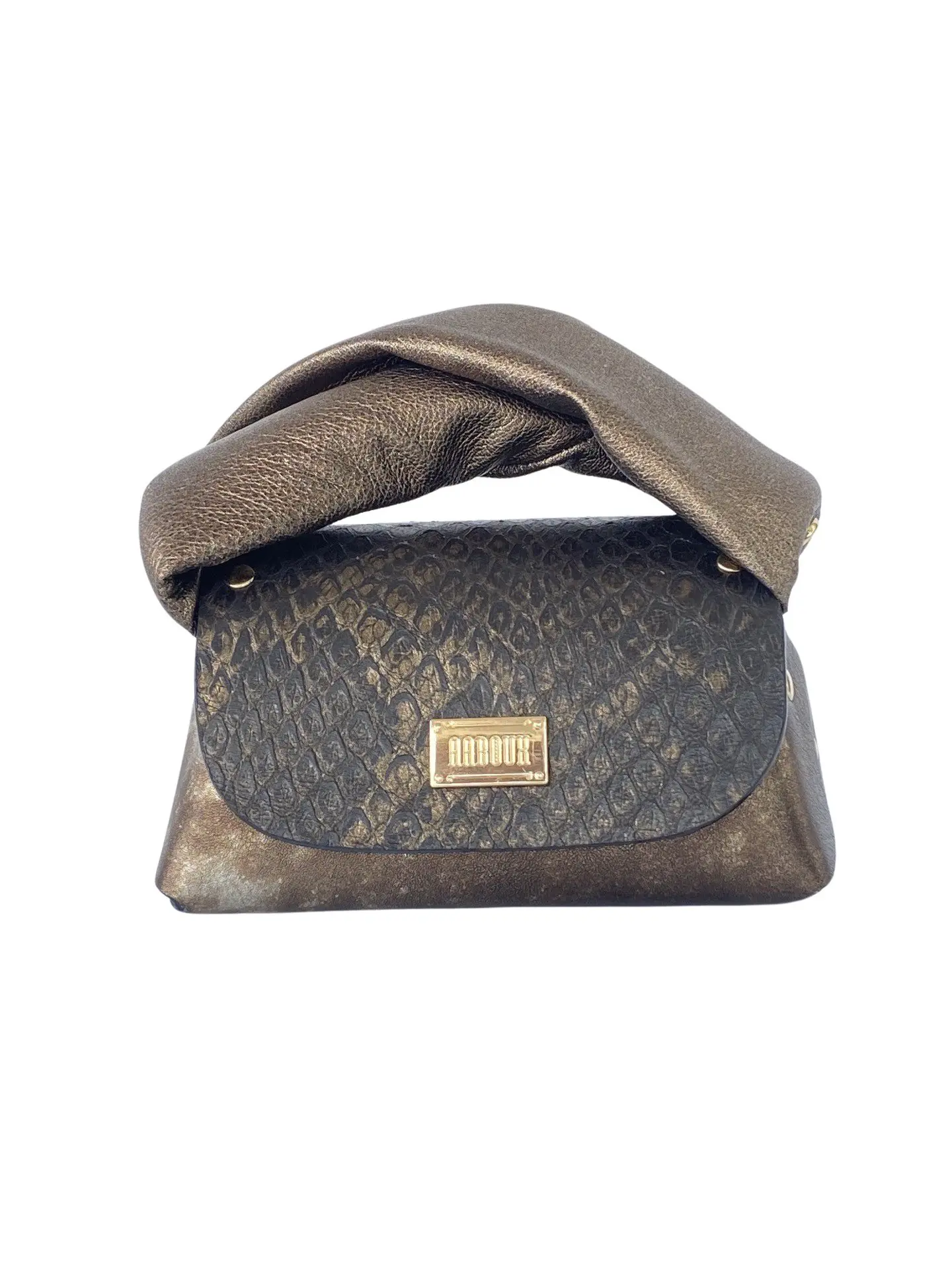 Nury Black & Bronze Python Print & Distressed Nappa