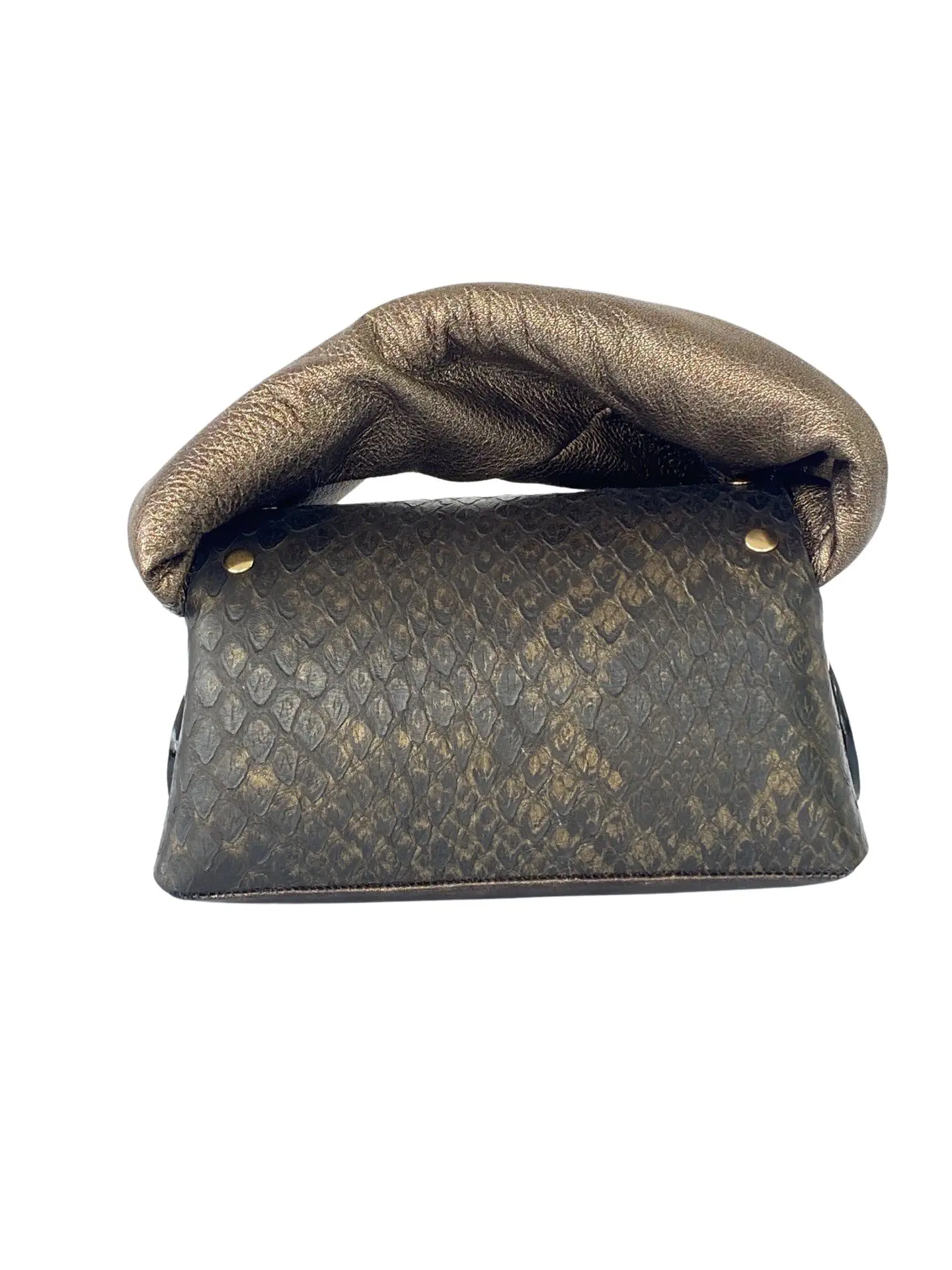 Nury Black & Bronze Python Print & Distressed Nappa