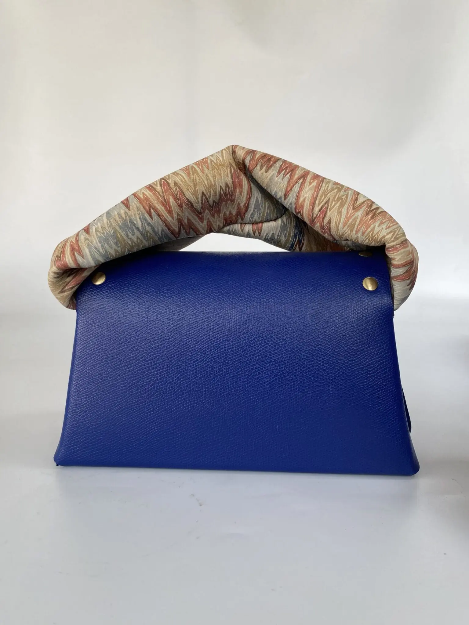 Moby Royal Blue Pebble Grain Leather Ziz-zag Multicolour