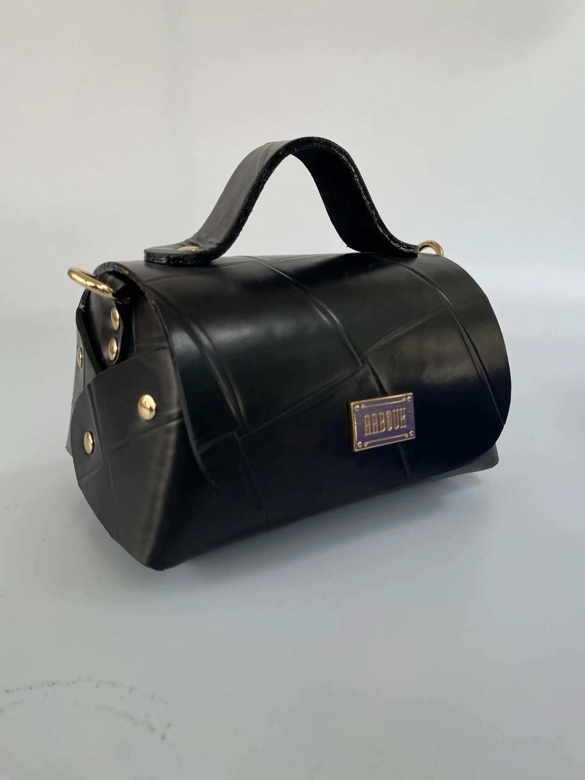 Mira Black Giant Check Leather