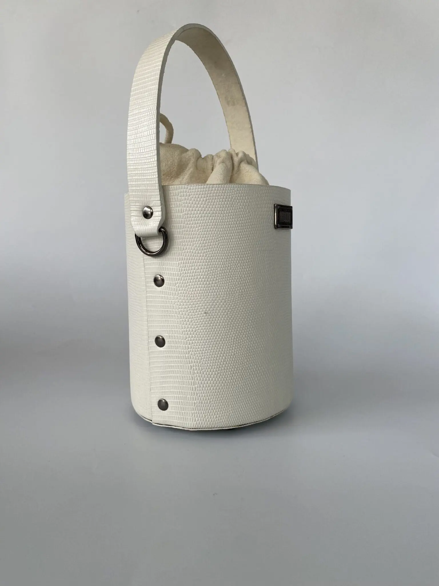 Aara White Lizard Print Leather