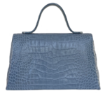 Lina Blue Crocodile Embossed Leather