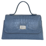 Lina Blue Crocodile Embossed Leather