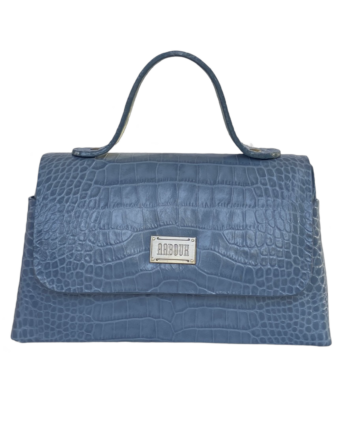 Lina Blue Crocodile Embossed Leather
