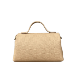 Mira Beige Check Embossed Leather