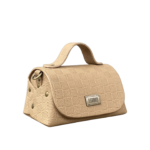 Mira Beige Check Embossed Leather