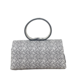 Hana Black & White Short Striped Print Leather