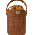 Aara Orange Woven Embossed Leather
