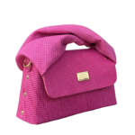 Moby Hot Pink Square Woven Embossed Leather