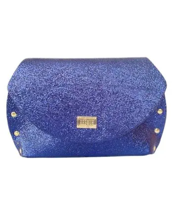 Mags Navy Blue Micro Sequined Print Leather
