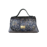 Mira XO (New Size) Three-tone Tweed Effect Suede & Ice Blue Smooth Grain Leather