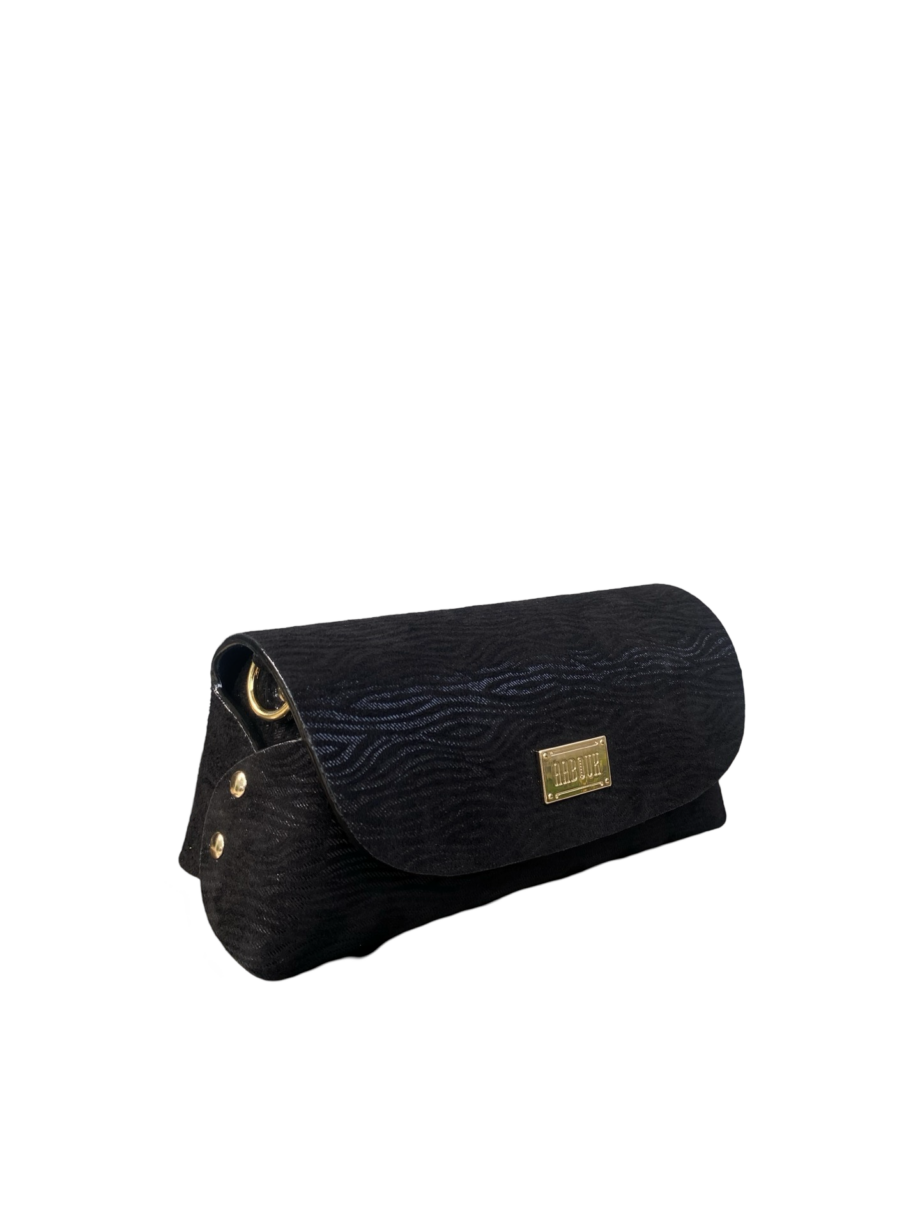 Maya Black Woodgrain Print Suede