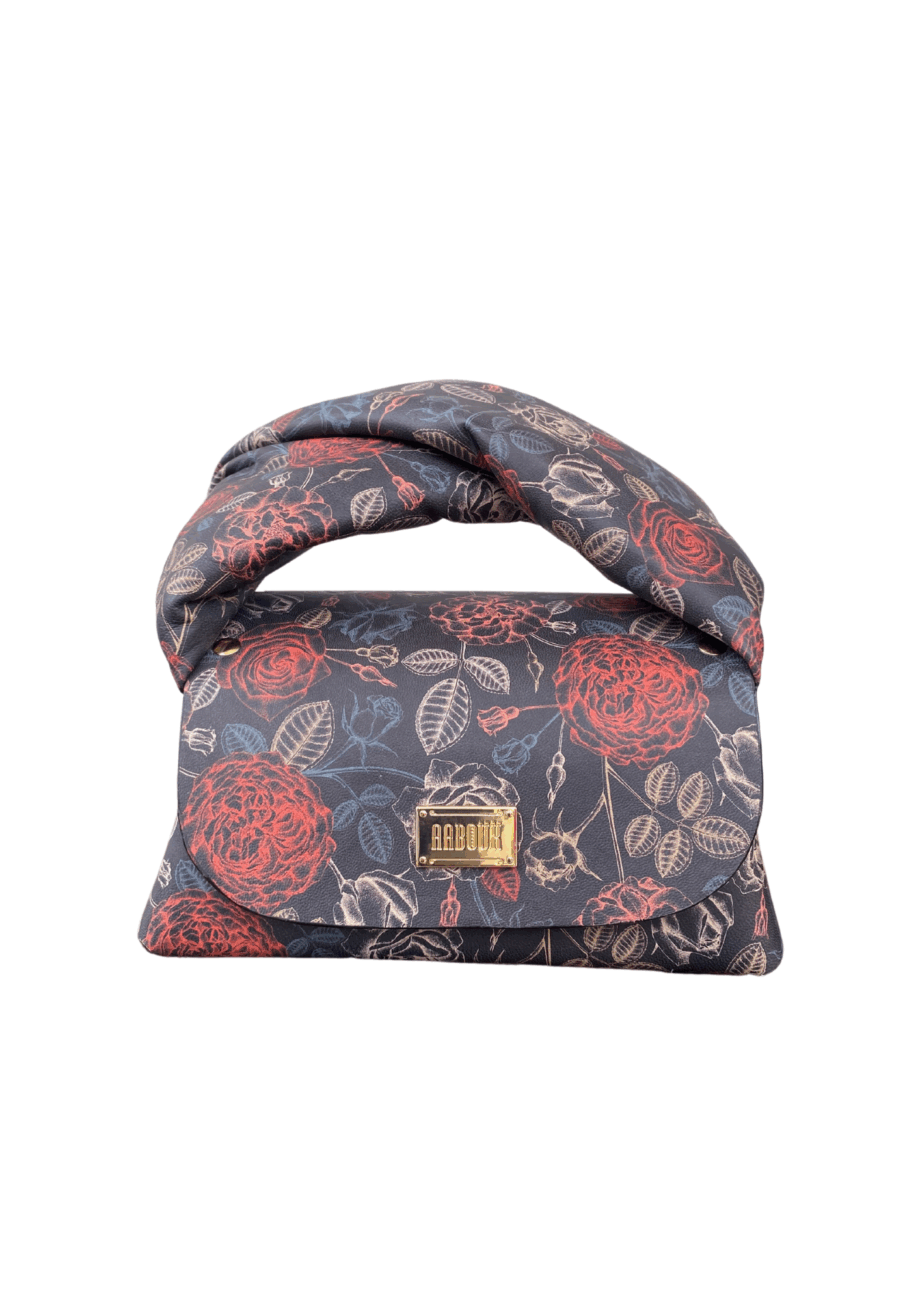 Nury XO Black & Multi Floral Print Leather