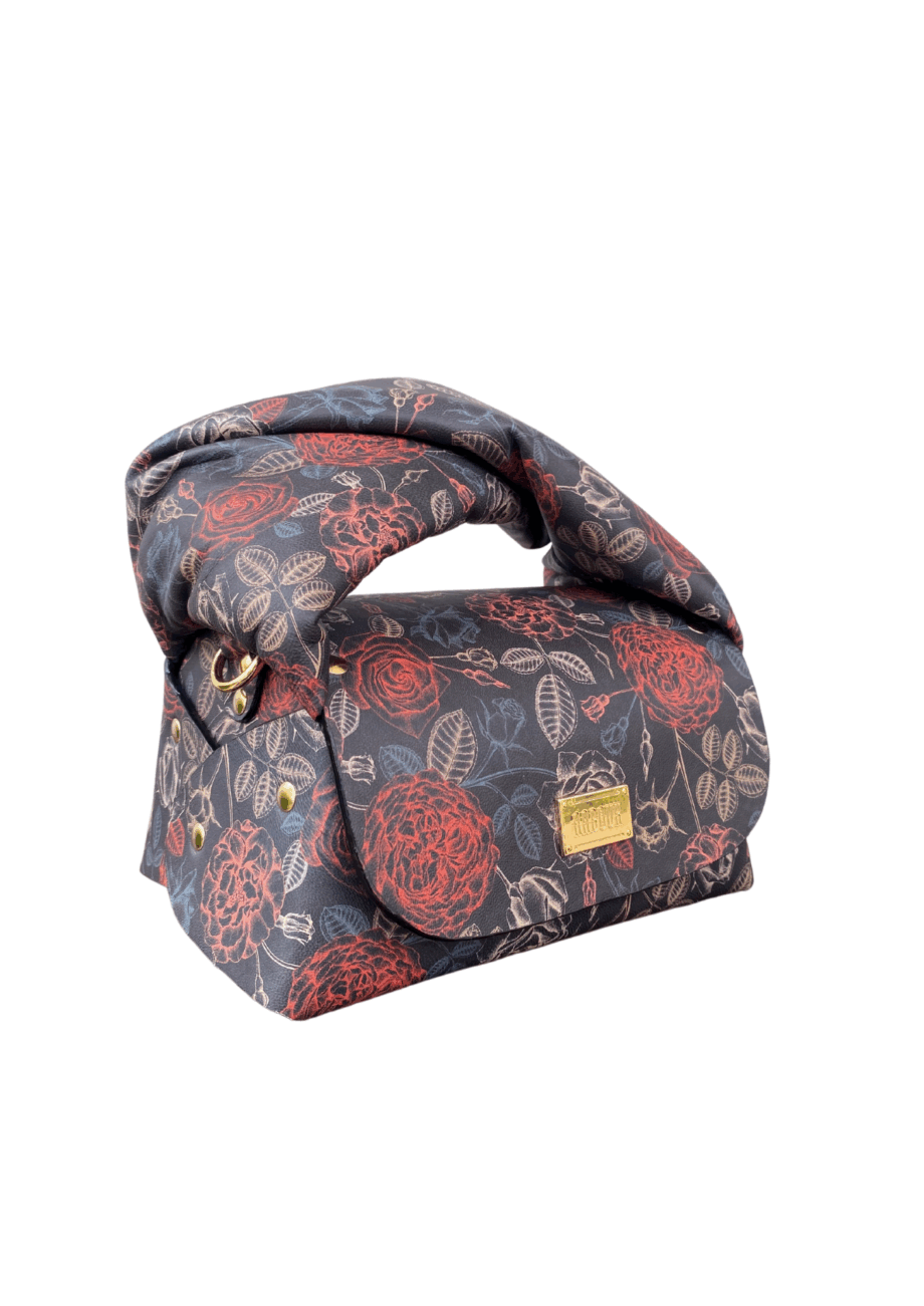 Nury XO Black & Multi Floral Print Leather