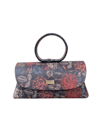 Hana Black & Multi Floral Print Leather
