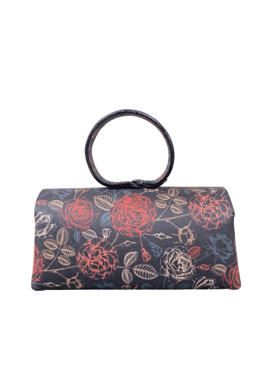 Hana Black & Multi Floral Print Leather