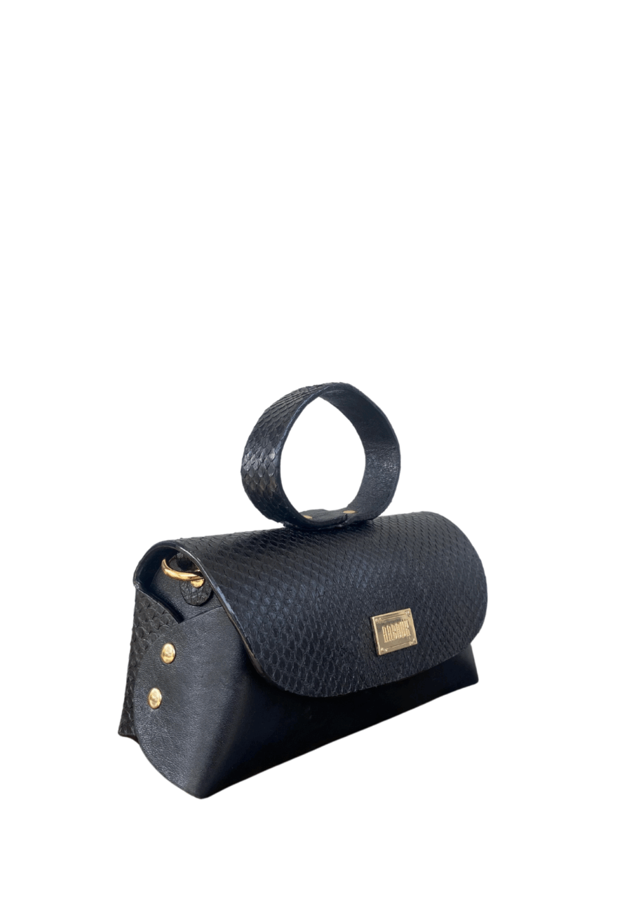 Hana Black Python Skin w Shiny Black nappa